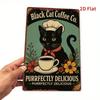 Винтажная металлическая вывеска с черным котом для кофейной банки Ретро Металлическое настенное искусство 8x12 Рустикальный декор для дома