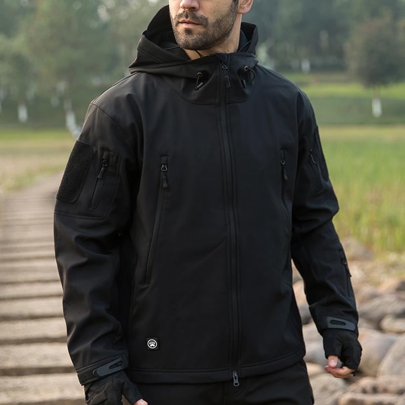 Men's Waterproof Tactical Camouflage Softshell Jacket Tactical Jacket Combat Hoody Coat Winter Fleece Jacket