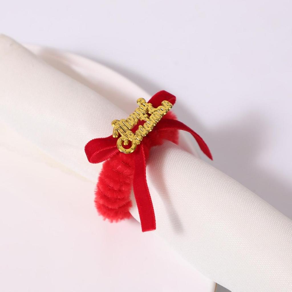 Рождественские кольца для салфеток для праздничного декора стола Прочность Полиэстер Аксессуары для званого ужина Легкая установка Долговечные