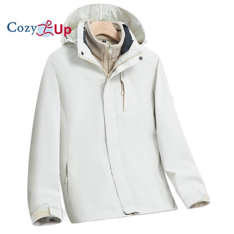 Cozy Up Men's Outdoor Hard Shell 3-in-1 Jacket Windproof Outerwear with Inner Fleece Hiking Coat