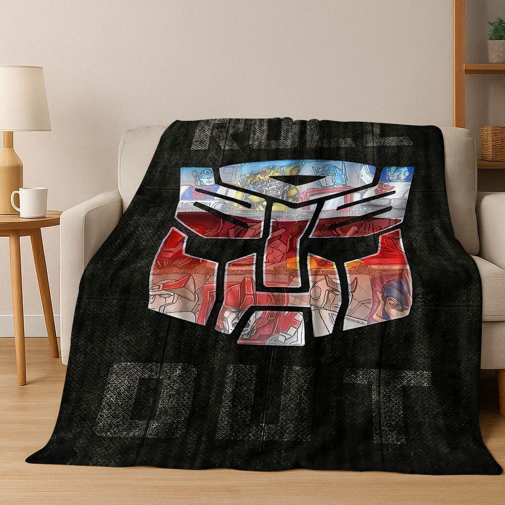 Cartoon T-Transformers Autobots Optimus Prime Flannel Blanket,Warm and Cozy Soft Throw Blanket for Home Bedroom Bed Sofa Cover