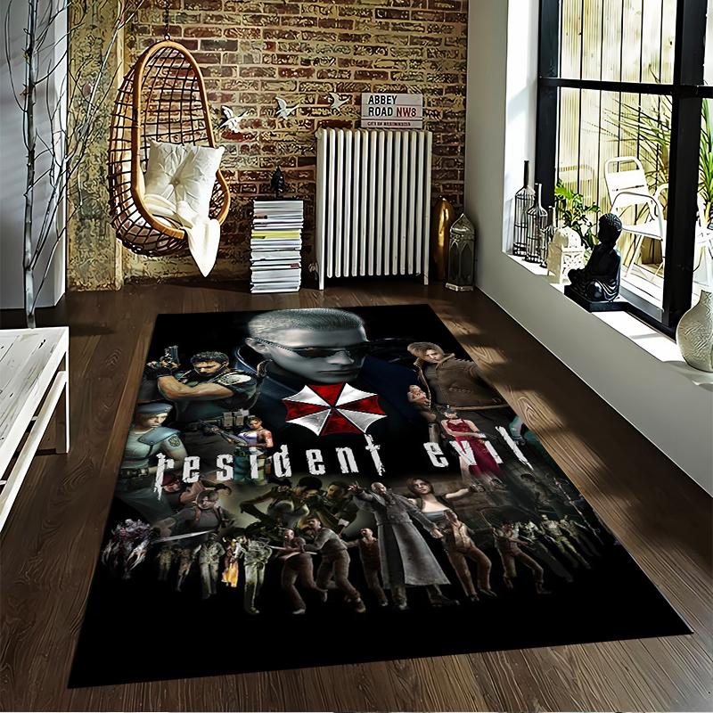 Resident Evil Printed Carpet with Characters and Umbrella Logo Suitable for use as an anti-slip for living room bedroom sofas
