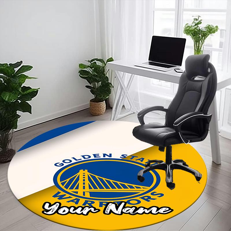 Custom Name Warriors Printed Round Rug Carpet Chair Rug Area Rug Entryway Doormats,for Office Chair Living Room Bedroom Kitchen Room.