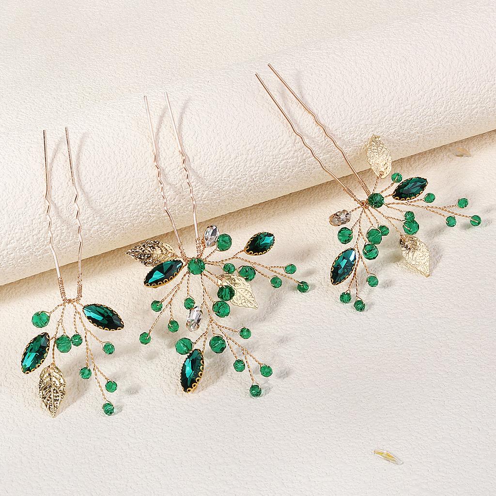 New Chinese Style Xiuhe Bridal Headdress Leaf Rhinestone Hair Comb Pin High-end Hair Accessories Hairpin Comb Set