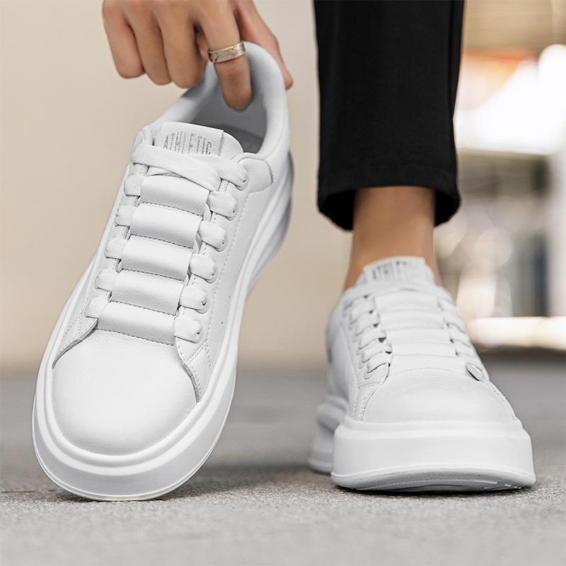 Осенняя новинка из микрофибры с кожаной поверхностью, дышащие маленькие белые туфли, универсальные повседневные легкие спортивные туфли для сноуборда, мужская обувь на платформе с защитой от холода