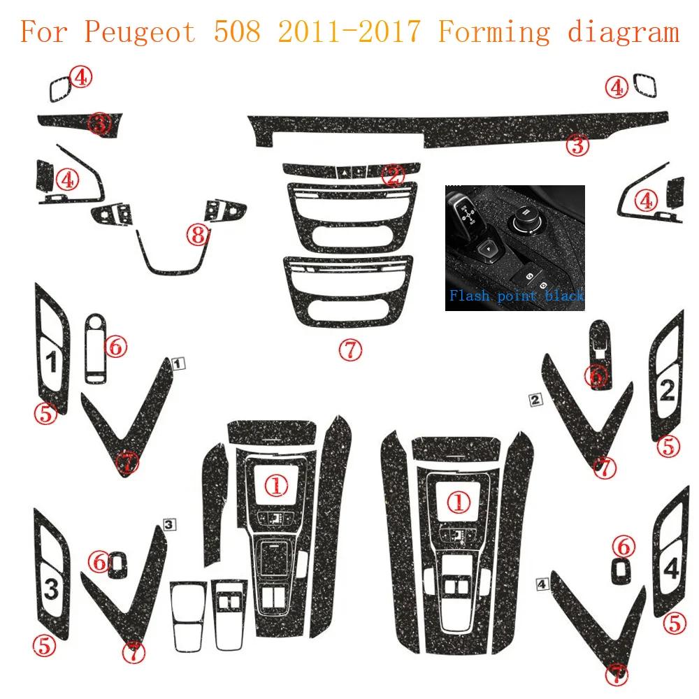 For Peugeot 508 2011-2017 Interior Central Control Panel Door Handle Carbon Fiber Stickers Decals Car styling Accessorie
