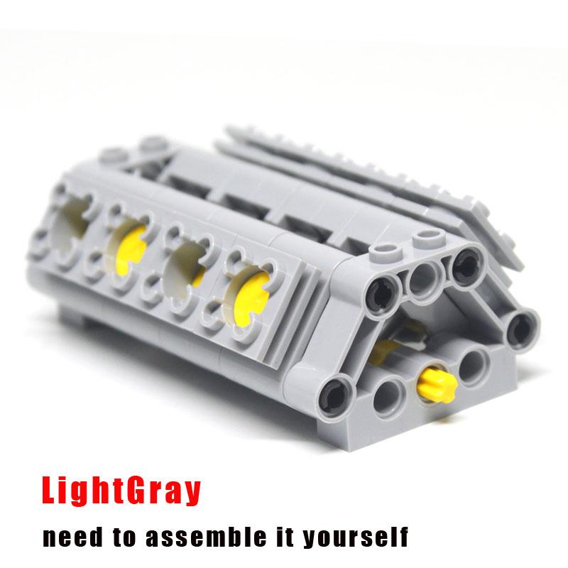 MOC Высокотехнологичный Автомобильный Двигатель V8 DIY Прозрачный Аксессуары для Воздушных Цилиндров Кубики Совместимые с Lego Высокотехнологичные Игрушки