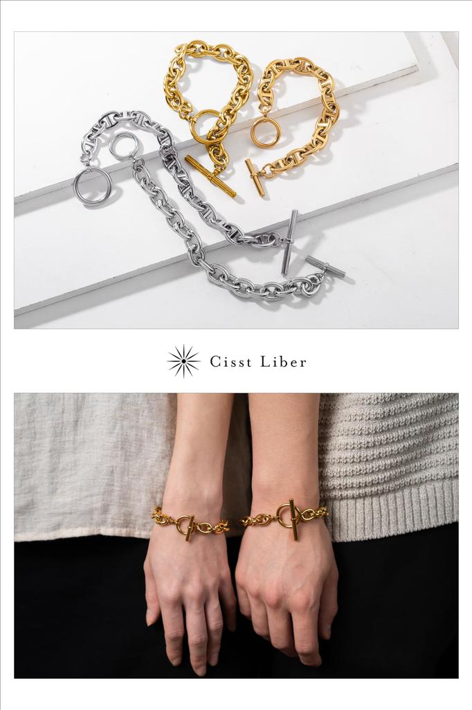 Браслет Якорь Цепь Камин Каминный Браслет Бренд Цепь Нержавеющая сталь Браслет Цепь Цепь Якорь Простой Серебряный Окружность [Cisst