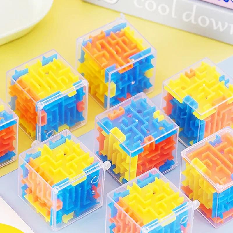 Шестигранный 3D куб-лабиринт, прозрачный куб-головоломка с шариком для тренировки концентрации, портативная мини-логическая игра и антистресс-игрушка