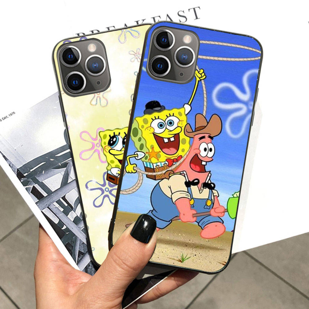 Case for Xiaomi Poco X6 X4 M5 M6 F5 F6 C65 C55 C50 C51 C40 Redmi Note 7 8 14C A3X 13C 12C 11 10A 9C Pro Black Sofe Cover SI44 SpongeBob Cartoon
