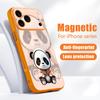 Черный Чехол с Рисунком Панды Для iPhone 17 Pro Max Магнитный Для Magsafe Покрытие с Ощущением Кожи Для iPhone 16 15 14 13 Pro Max