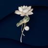 National Style Lotus Pond Moonlight Brooch Femininity Imitation Fritillary Pearl Lotus Leaf Lotus Pin Delicate Suit Corsage Accessories