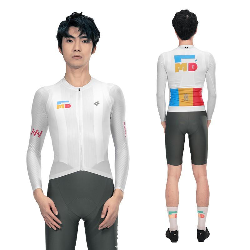 Mens Long Sleeve Cycling Jersey Breathable Quick Dry Stretch Performance Bike Shirt Road