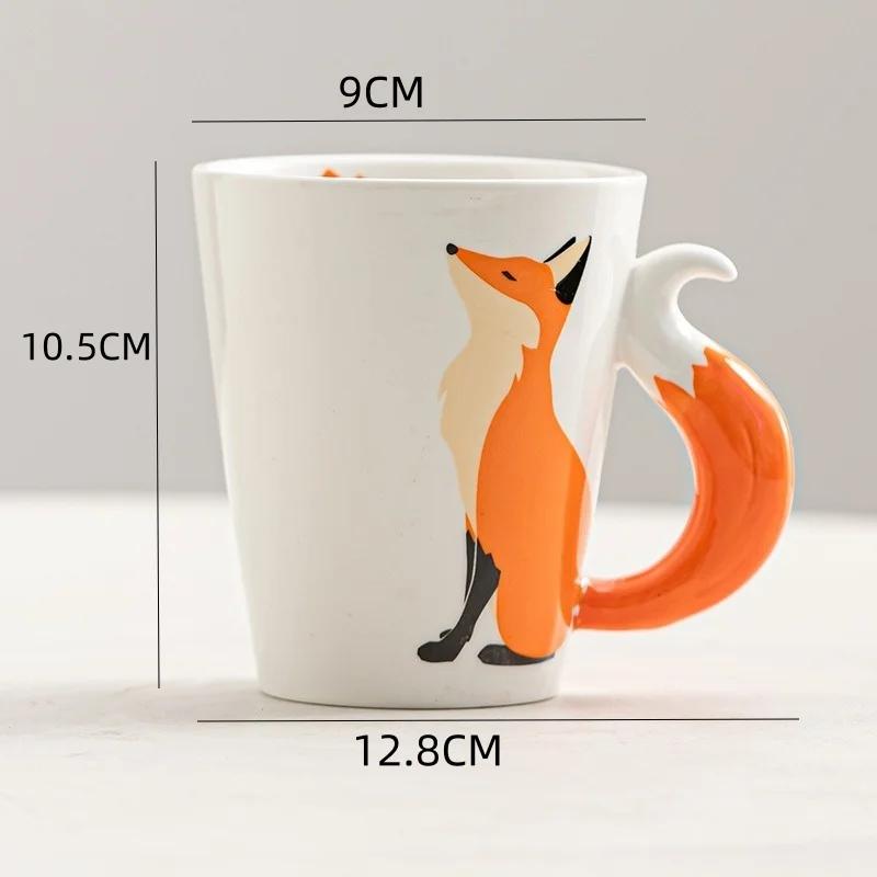 360ML Ceramic Fox Mug Creative Fox Tail Water Cup Cartoon Animal Coffee Tea Milk Cups Office Mug Gift Home Decor Accessories