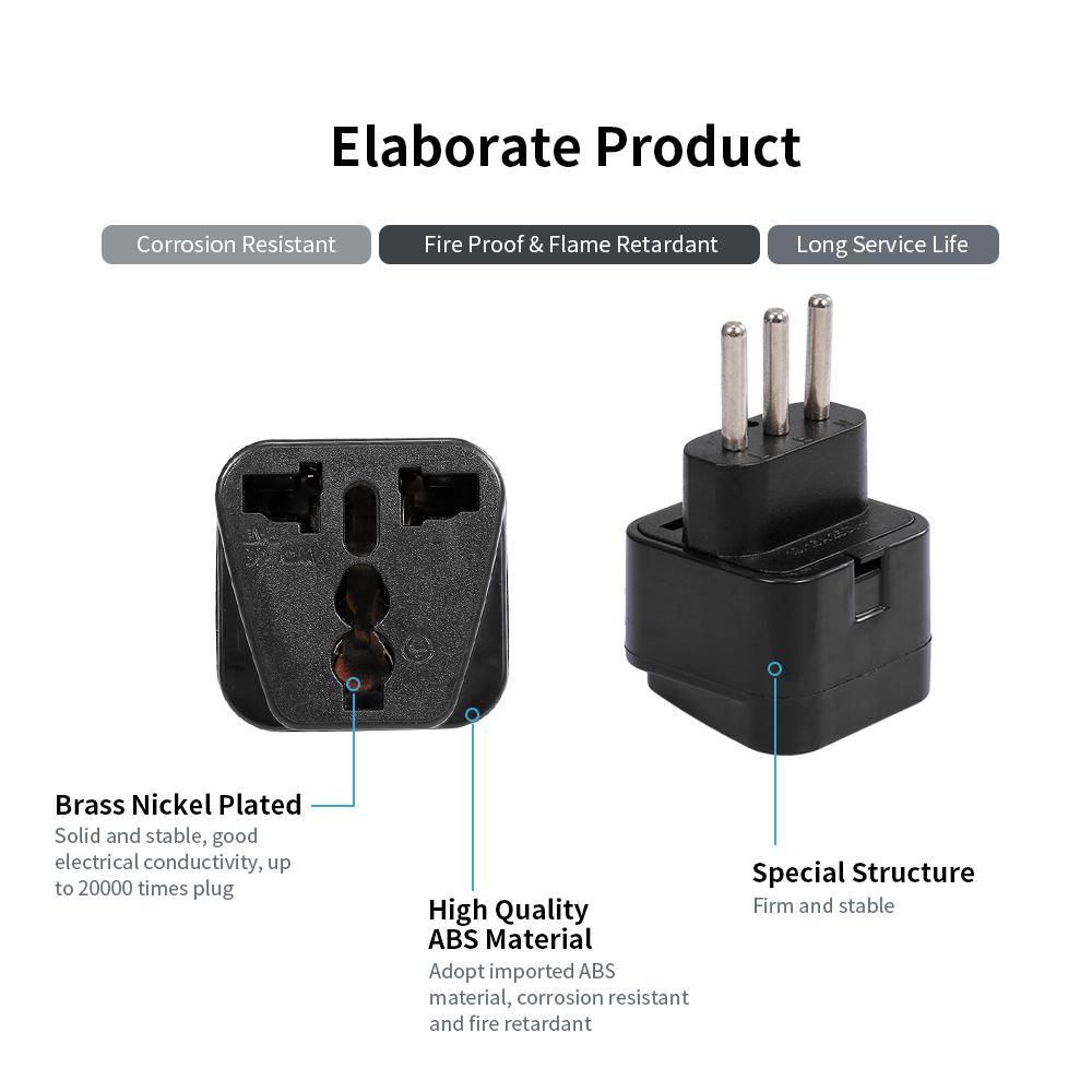 3-контактная вилка-переходник для Италии, универсальный адаптер питания из Великобритании/США/ЕС/Австралии в Италию, Милан, Чили, Ватикан, итальянский адаптер питания для путешествий, черный