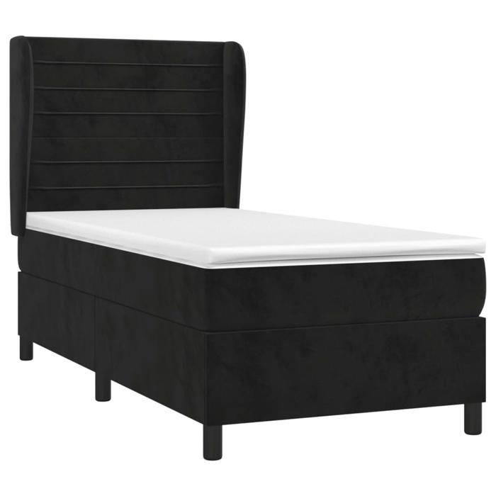 3129245 vidaXL Divan Bed with Mattress Black 90x190 Cm Velvet