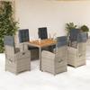 VidaXL Garden Dining Set with Cushions 7 Pcs, Table and Chairs with Adjustable Backrest, Outdoor Patio Furniture 3212244