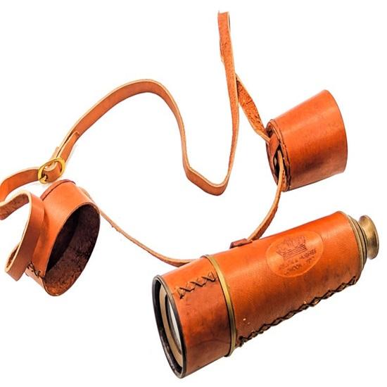 Marine Brass Telescope Spotting Scope with Leather Case Birthday Gift