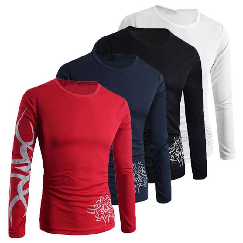 Premium Quality Fashion Men's Slim Fit O-neck Long Sleeve Muscle Tee T-shirt For Casual Wear