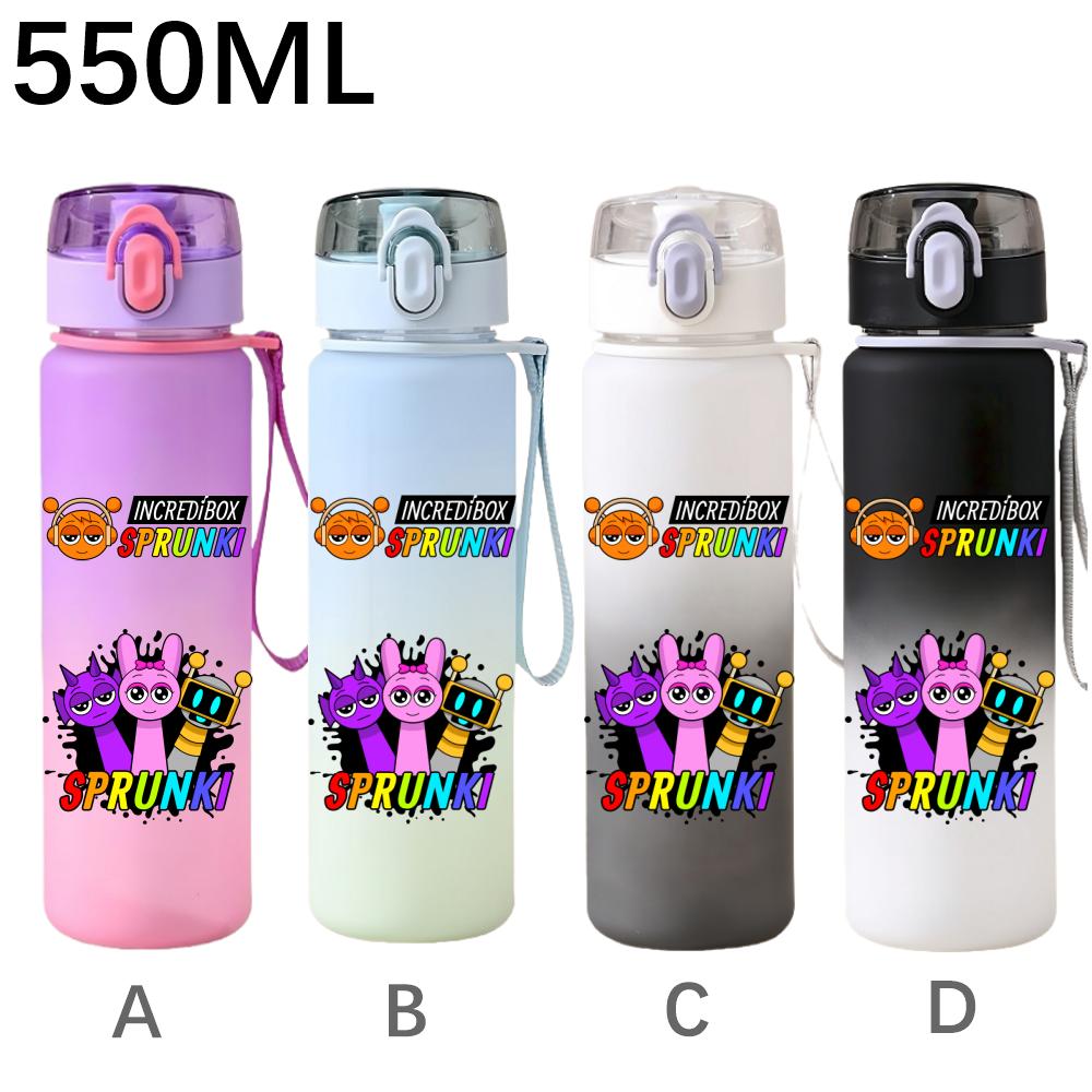 High Quality 550ml Game Sprunki Gradient Sports Water Bottle Cartoon Leak-proof Portable Drinking Bottles Outdoors Sports Fitness Water Cup
