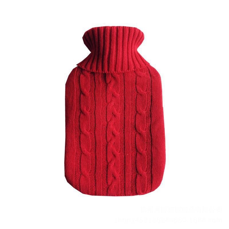 Winter 2000ml Hot Water Bottle with Knitted Flannel Cover - Convenient Hand Warmer Bag