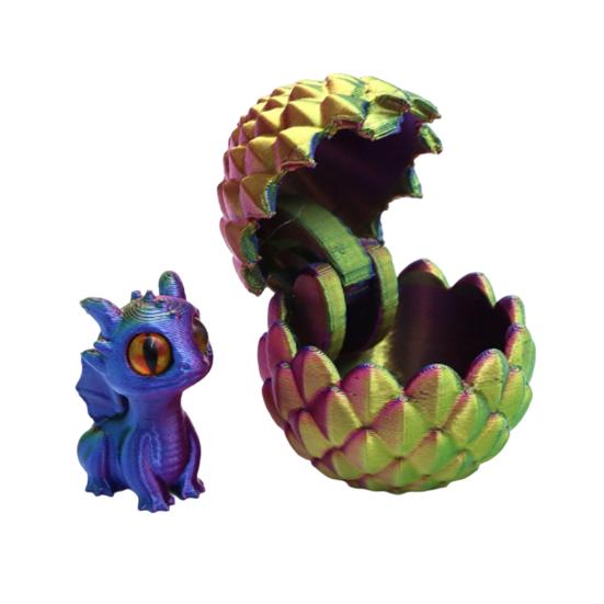 3D Printed Dragon Egg Ornament Mini Dragon Figurine Toy Desktop Dragon Egg with Miniature Dragon Inside Decoration