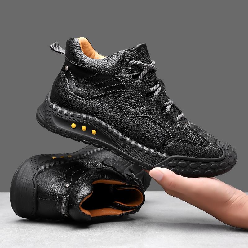 Fashion Non-Slip Male Walking Footwear Retro Style Men's Basic Boots Fashion Comfortable Leather Botas Classic Outdoor Motocross Boots