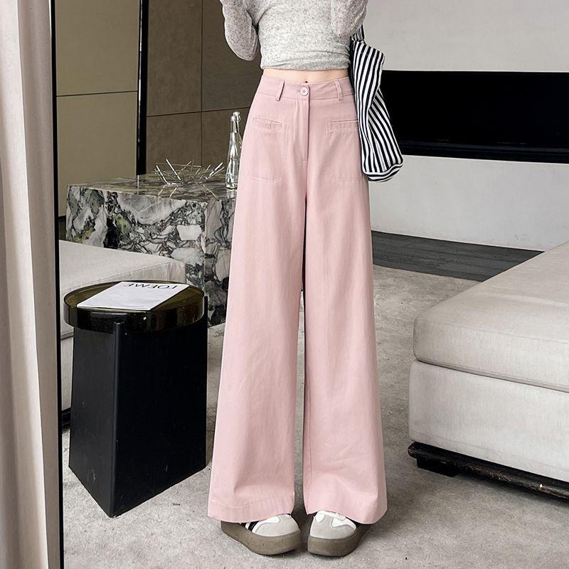 Summer 2026 Women's Trendy Wide-Leg High-Waisted Cropped Pants: Petite, Loose, and Slimming Drapey Style.