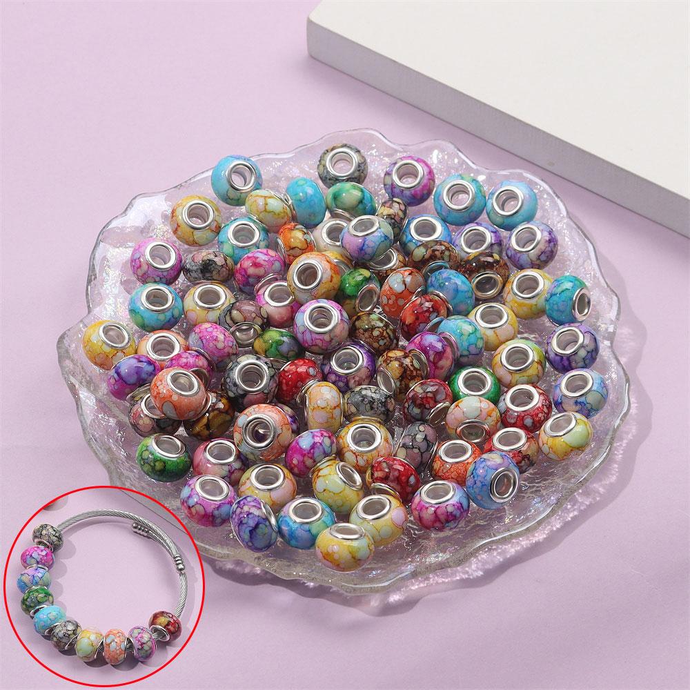 30/50/100 шт. Большие отверстия европейских цветных смоляных бусин Европейский кулон браслет ожерелье DIY браслет ожерелье ручка изготовление ювелирных изделий
