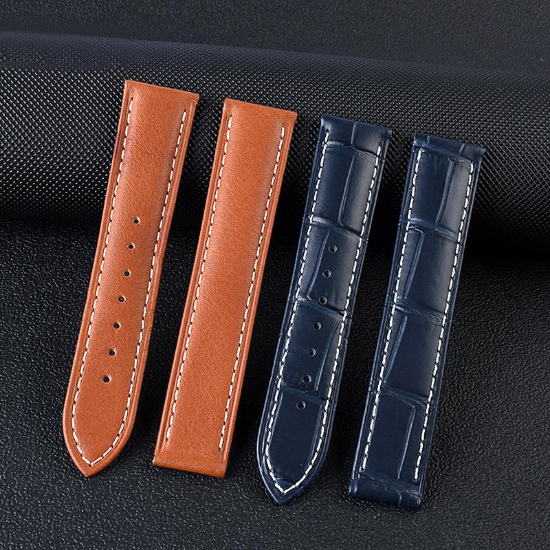 Classic For Omega Genuine Leather Strap Men's Seamaster 300 150 Super 007 AT150 Brown Italian Cowhide Bracelet Watchband 19mm 20mm 22mm