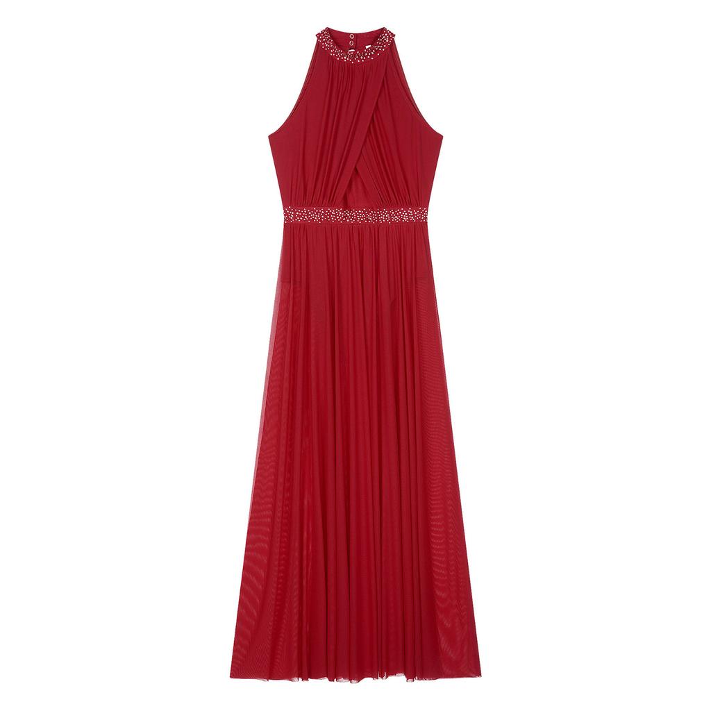 Women's Sleeveless Mesh Side Split Lyrical Dance Costume Modern Dancewear Maxi Long Dress