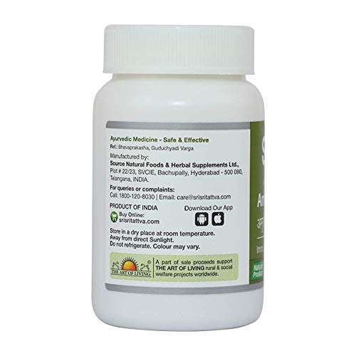 Sri Sri TATTVA Shuddhta Ka Naam Amruth 500mg 60 Tabs X Pack of 2 | Immunity & Longevity Support