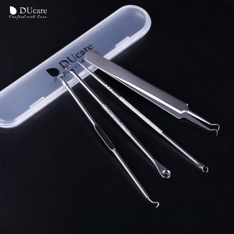 DUcare 4 шт. иглы для удаления угрей от прыщей из нержавеющей стали, экстрактор прыщей, очиститель комедонов, набор инструментов для ухода за кожей