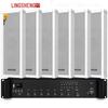 LINGSHENG Outdoor Waterproof PA System with 300W Amp & 6 Wall Speakers