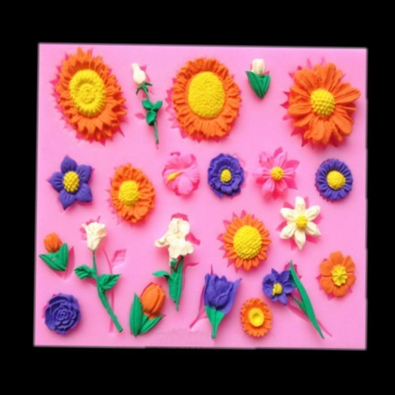 Silicone Mold Flower Shape DIY Fondant Pastry Candy Chocolate Mold Cake Kitchen Decorating Tools