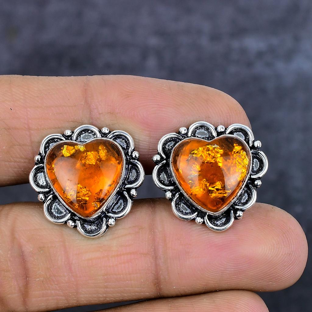 Запонки ручной работы из серебра 925 пробы с балтийским янтарем и драгоценными камнями i1v95