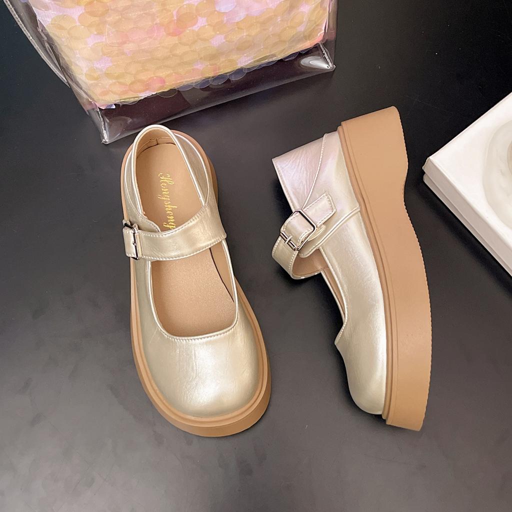Platform Mary Jane Small Leather Shoes Women's Autumn 2025 New Japanese Jk Round Head with Skirt French Retro Single Shoes