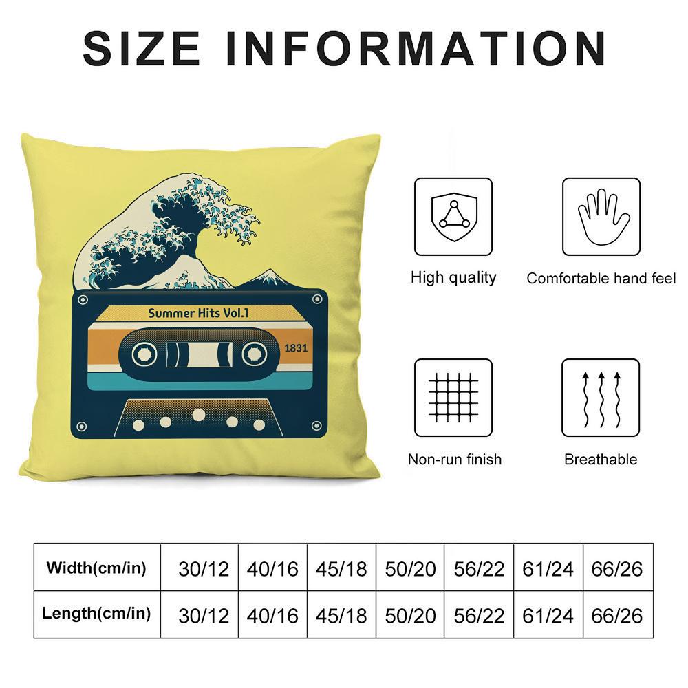 Retro Cassette Tape Cushion Cover Soft Plush Throw Pillow Cover | Double-Sided Decorative Cushion Case | Sofa Bedroom Home Decor