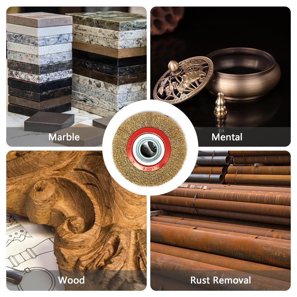 6-дюймовая проволочная колесная щетка из нержавеющей стали для настольной шлифовальной машины, полировки, удаления заусенцев, ржавчины и краски
