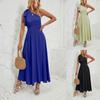 Женское летнее элегантное длинное платье с бантом на одно плечо, сплошное цветное платье