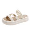 Fairy wind open-toed two wearing thick-soled slippers female 2025 summer Korean version of the new one-word beach cool slippers female