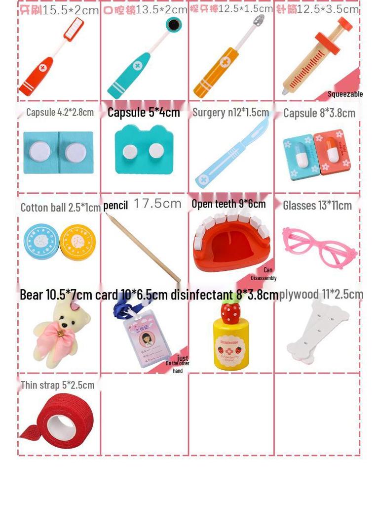 Kids' Wooden Doctor & Nurse Role Play Toy Set with Stethoscope