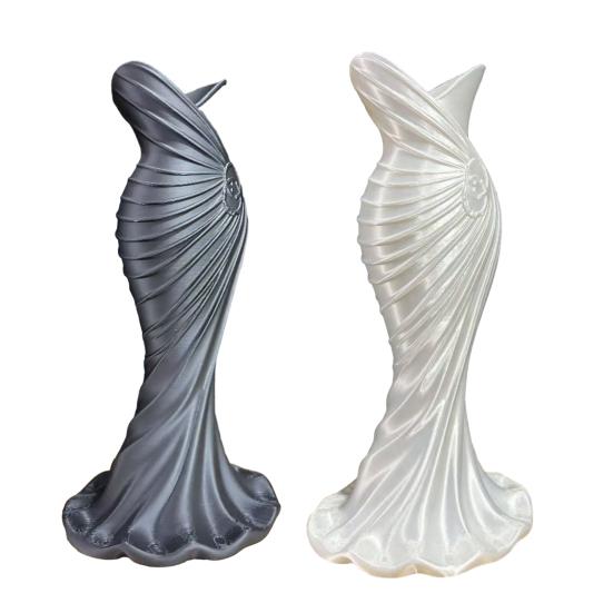 3D Printed Fishtail Dress Vase, Decorative Plastic Flower Vase, Flower Holder Container for Home Office Living Room Table Centerpiece