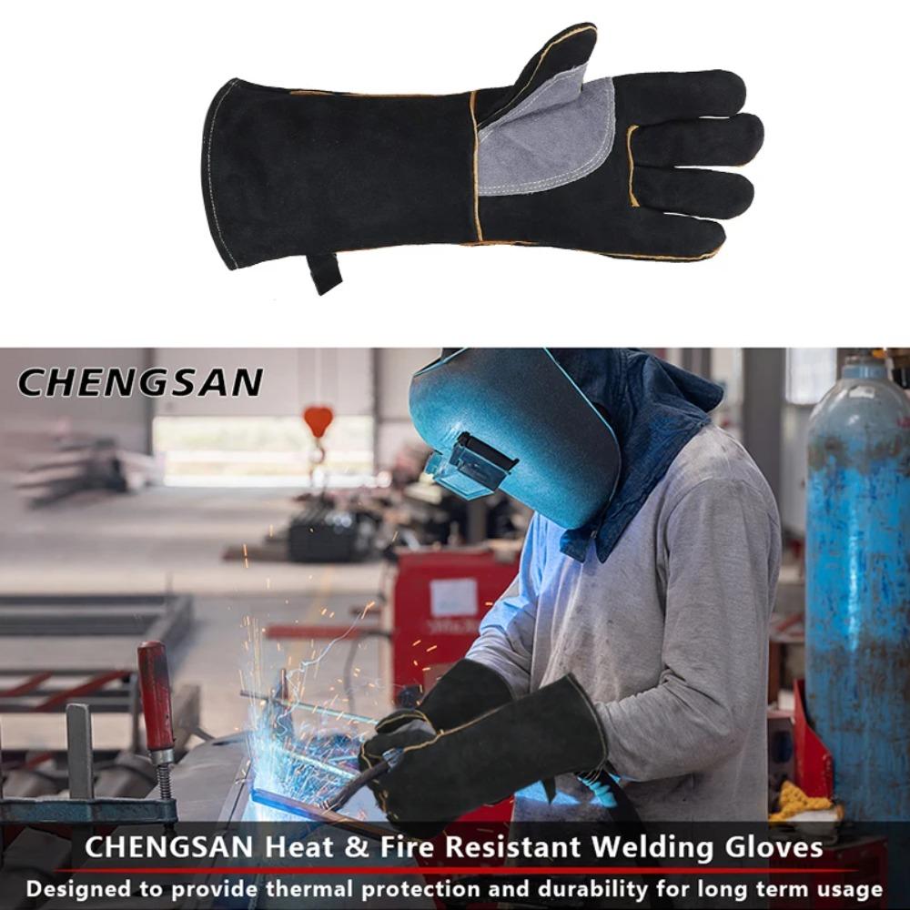 High-temperature and Fire-resistant Gloves Made of Cowhide with Kevlar Stitching. Heat Insulated and Bite-resistant Gloves.