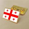 Georgian Flag Brooch 2.5 * 1.5cm Zinc Alloy Die-cast Pvc Color Printing and Coating Golden Rectangular Shape