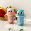 Edison Friends Spill-proof Double Stainless Steel Straw Cup 2 300ml, Owl Blue, 1 Piece