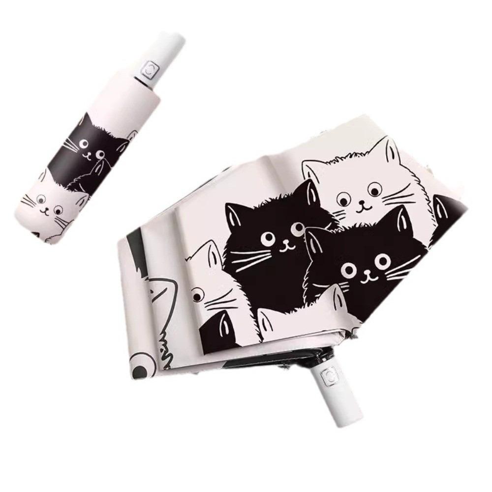 Cartoon Cat Automatic Umbrella Rain or Shine Cat Sun Protection Umbrella  for Women