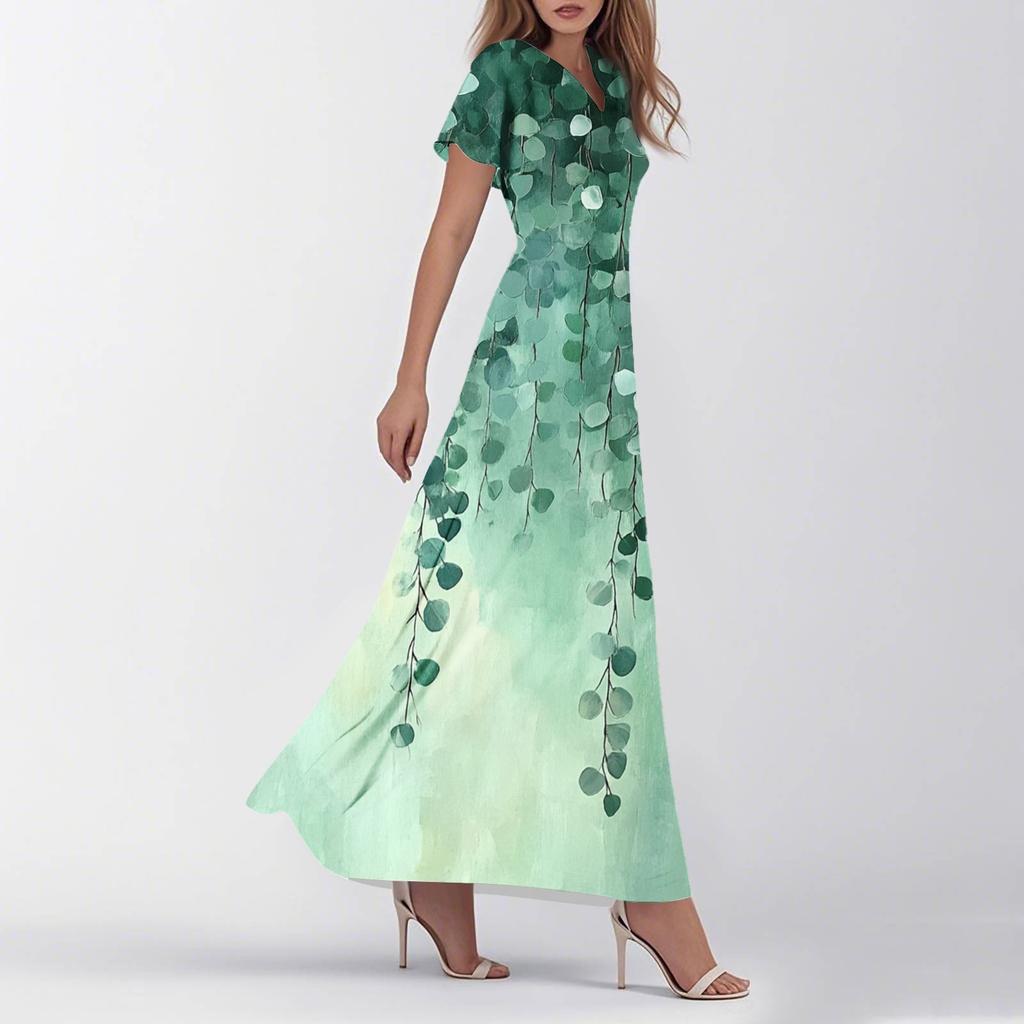 Женское летнее повседневное модное ретро-платье с цветочным принтом и коротким рукавом