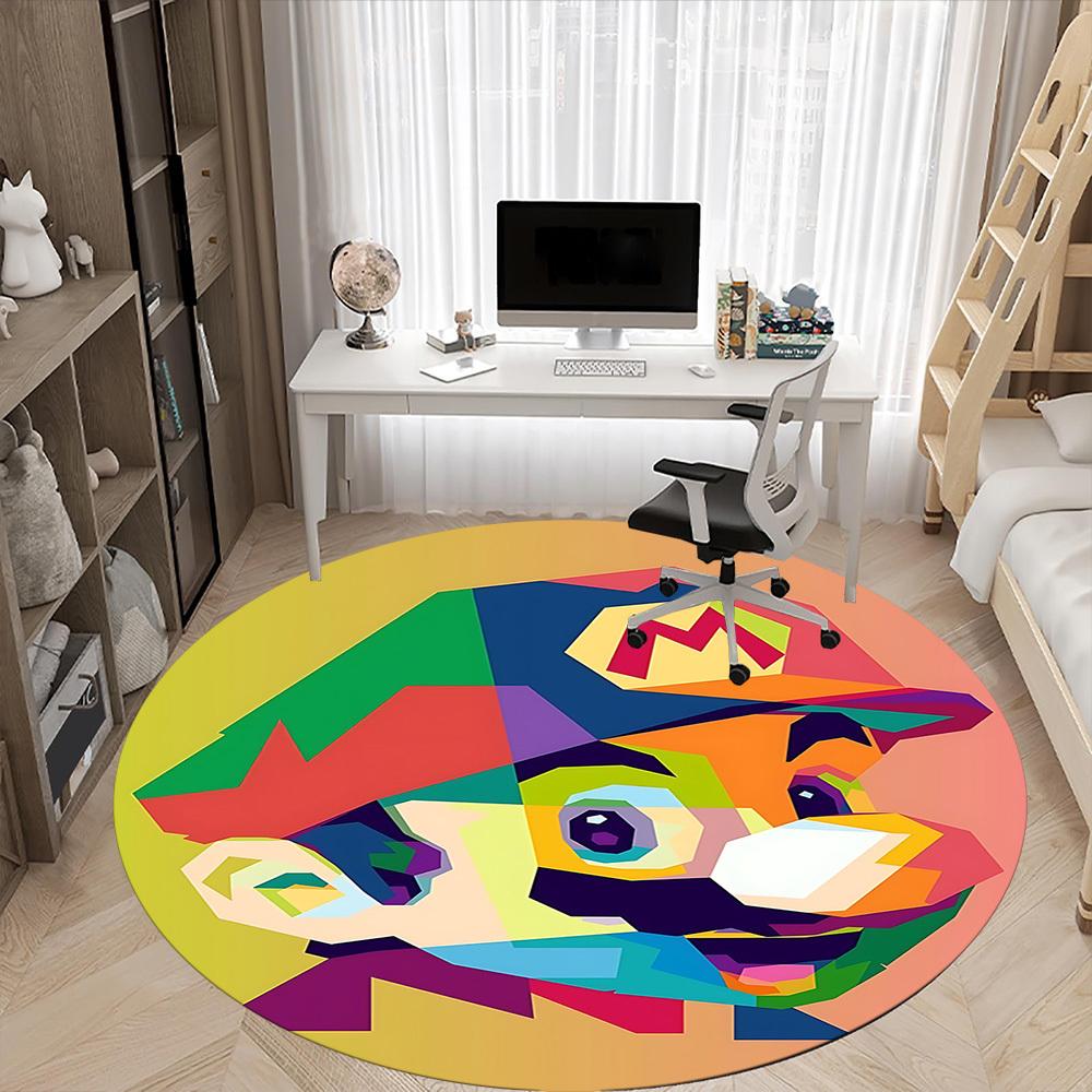 1pc Mario Office Round Area Rug, Under Office Chairs Bedroom Living Room Home Decor a1022235