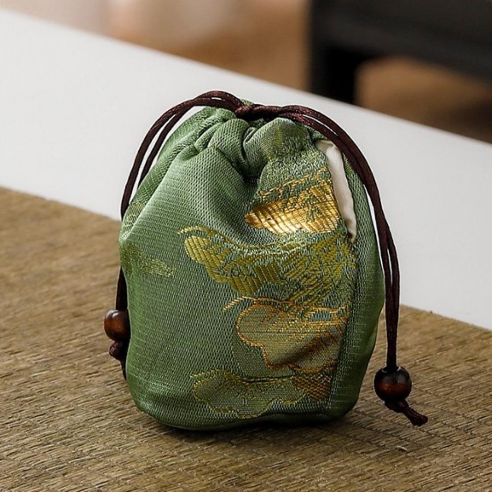 Многофункциональный чехол для чайной чашки с завязкой из ткани в китайском стиле, сумка для хранения чайной посуды на открытом воздухе